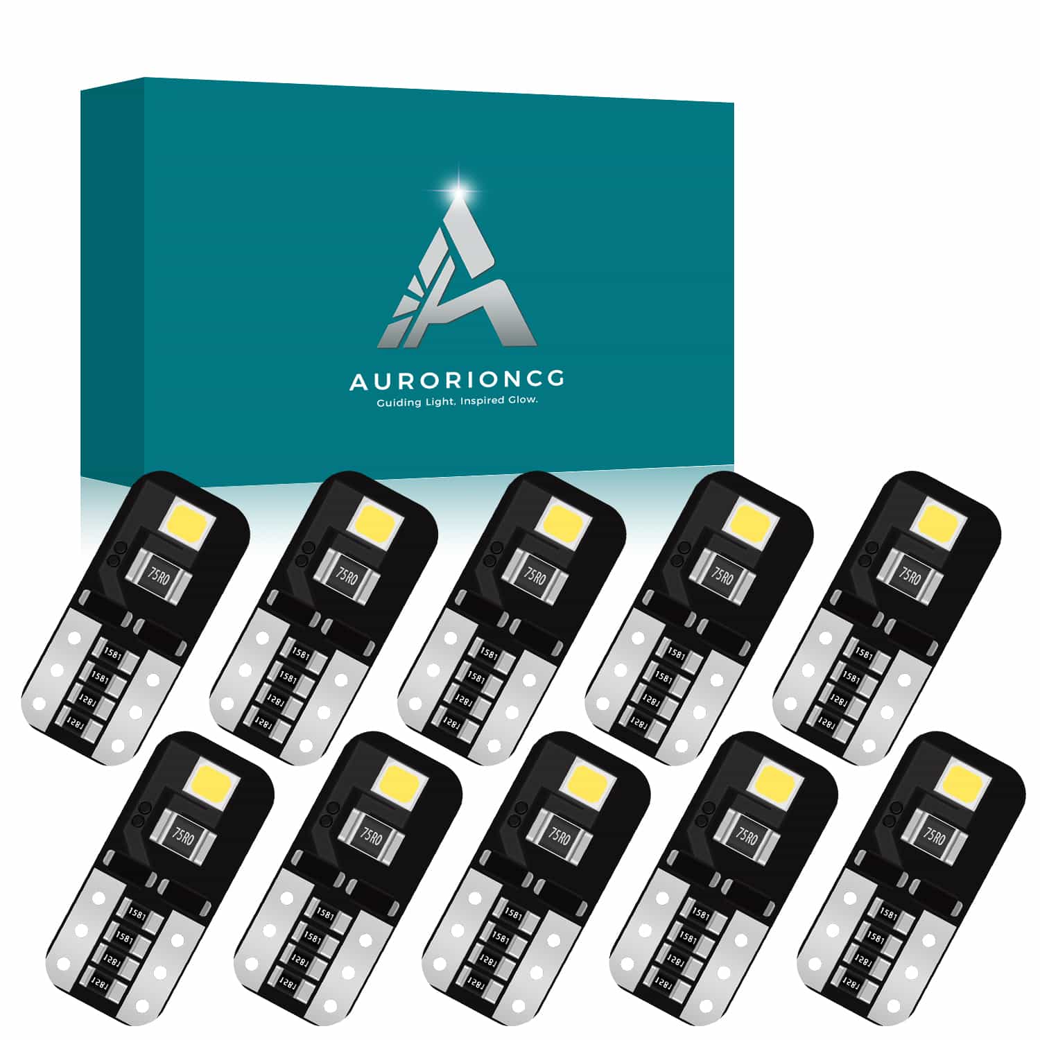 T10 W5W LED Bulbs 60LM 6500K White 12V Canbus Ready Error Free for Most Vehicles, Car Interior Dome Map License Plate Side Lights Pack of 10