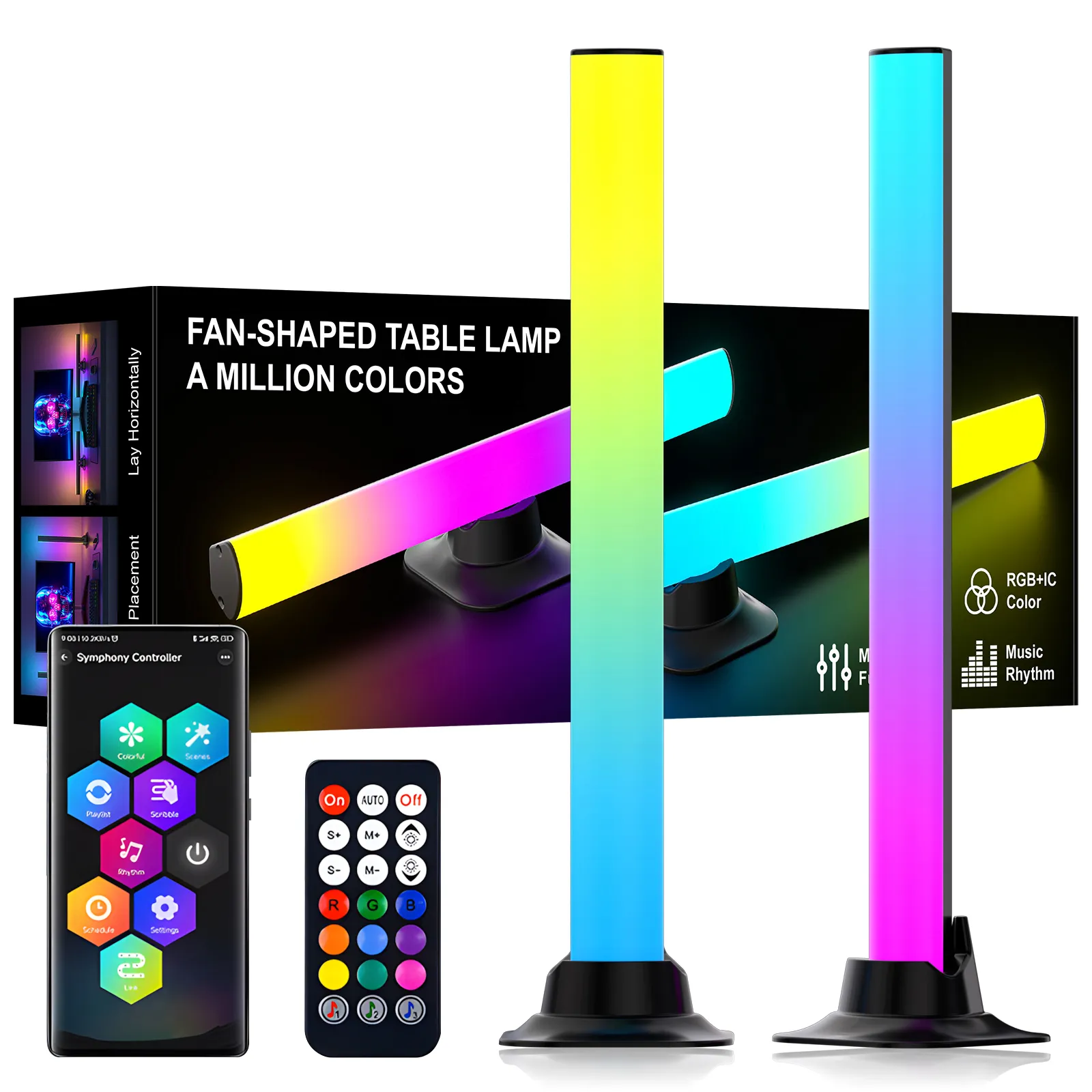 32CM Smart Light Bars, RGBIC Gaming Lights with Music Sync, Versatile Ambient Lighting for Desk & TV, Bluetooth App & Remote Control thumbnail 1