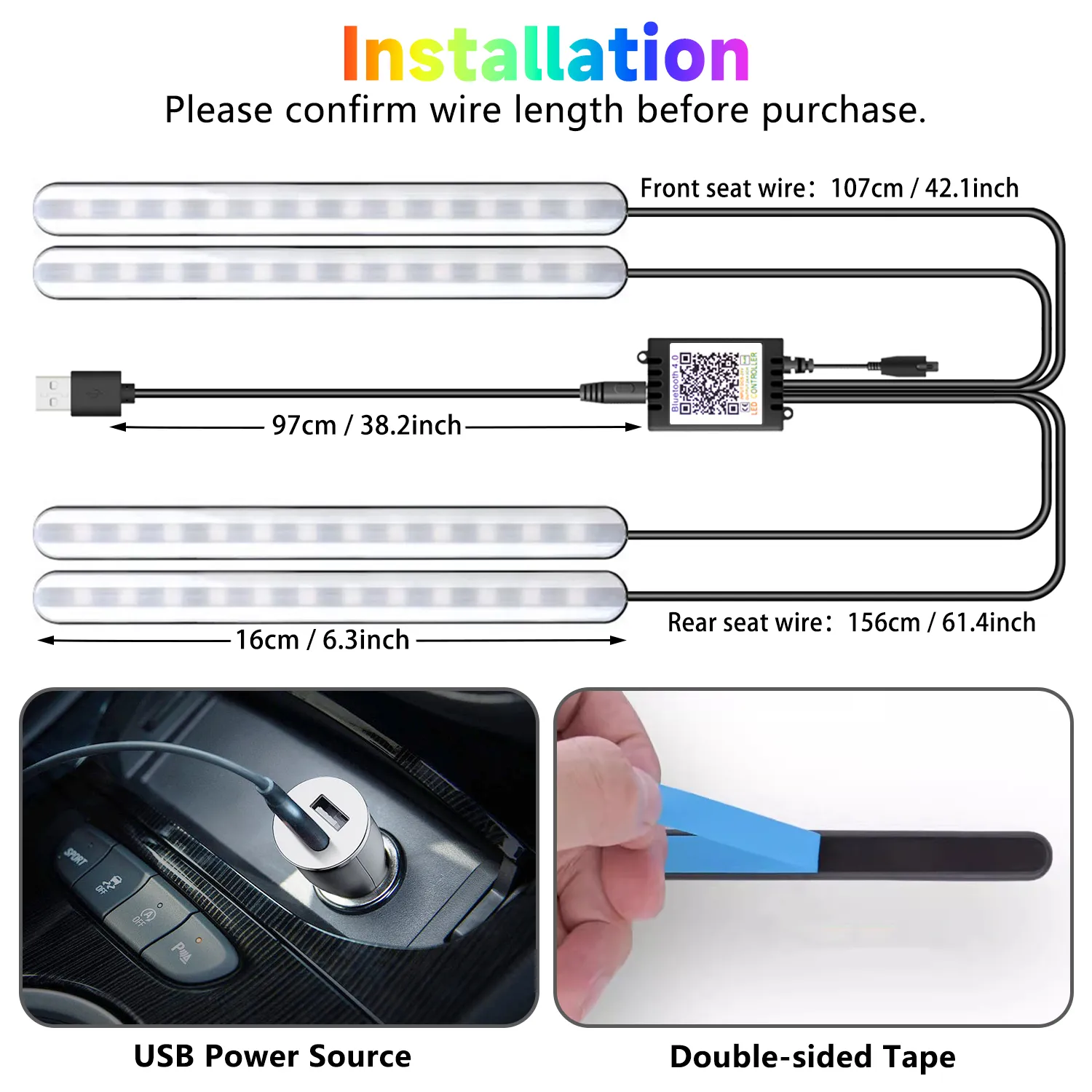 Car Footwell Lights RGB Underdash Footwell Lights with APP Control & Music Sync, 16 Million Colors DIY Mode, USB 5V thumbnail 6