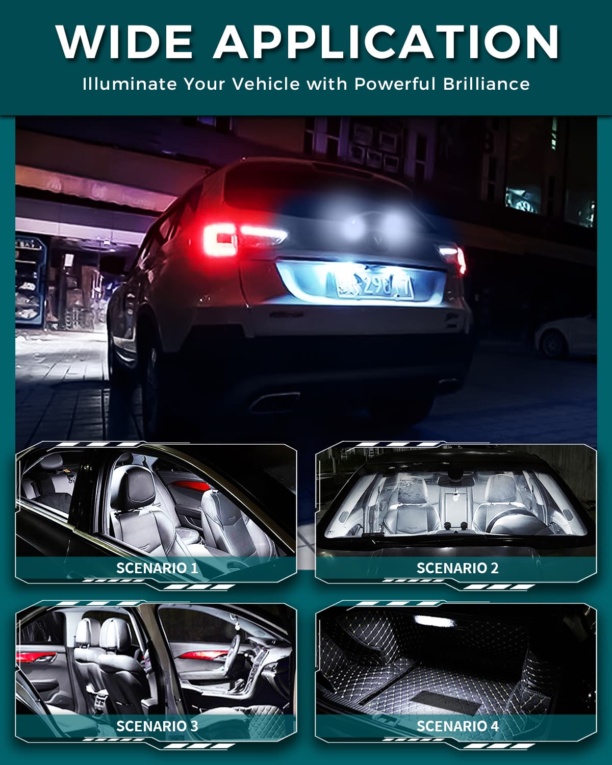 BA9S T4W LED Bulbs 3014 30SMD 300LM 6500K White DC 10-30V for Car Interior Lights Dome Lights Pack of 2 thumbnail 7