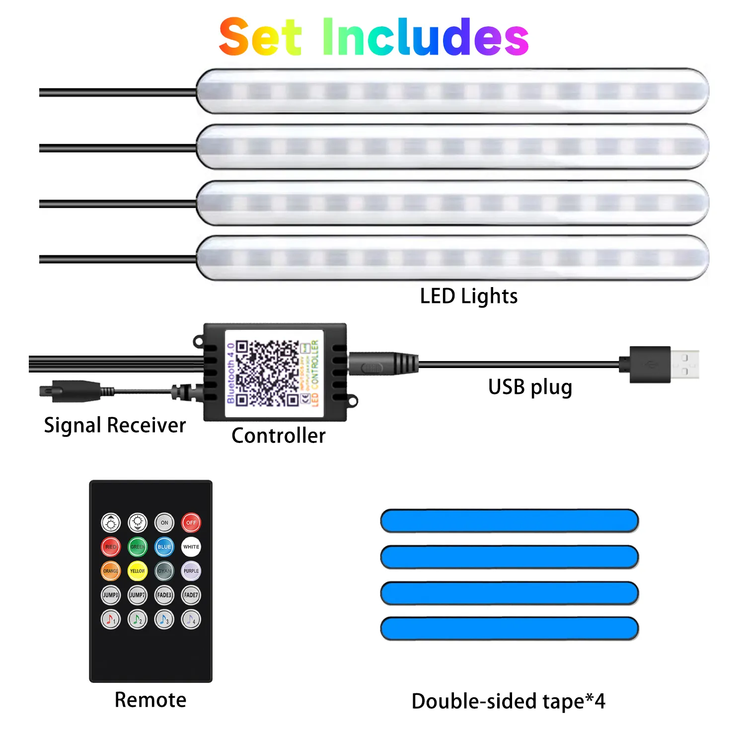 Car Footwell Lights RGB Underdash Footwell Lights with APP Control & Music Sync, 16 Million Colors DIY Mode, USB 5V thumbnail 7