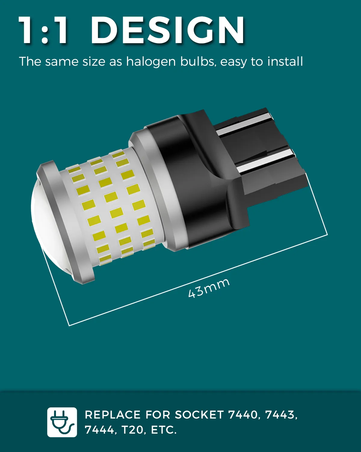 1156 1157 7440 7443 LED Light Bulbs 1200LM DC 10-60V for Car DRL Brake Turn Signal Lights (Pack of 2) thumbnail 2