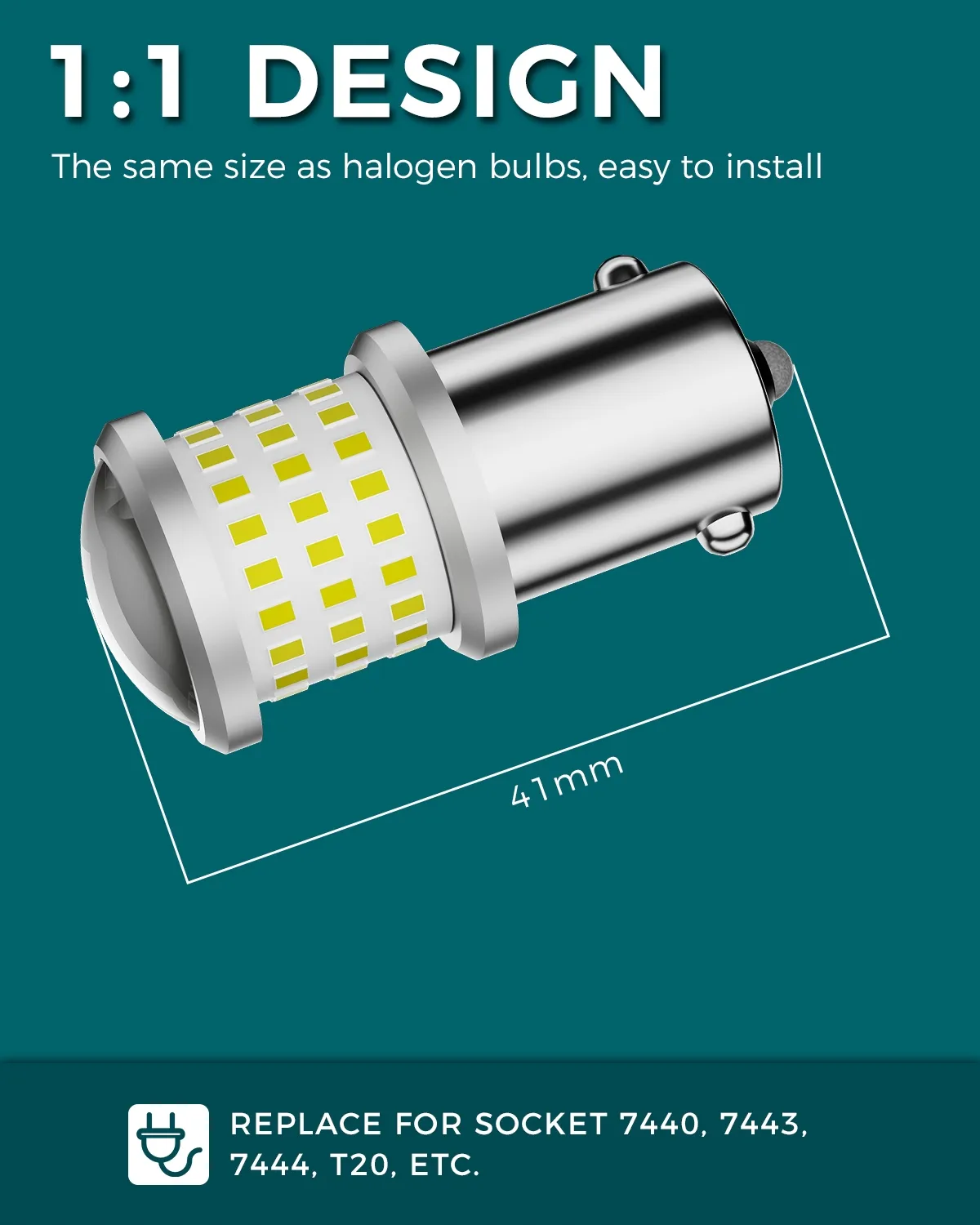 1156 1157 7440 7443 LED Light Bulbs 1200LM DC 10-60V for Car DRL Brake Turn Signal Lights (Pack of 2) thumbnail 6