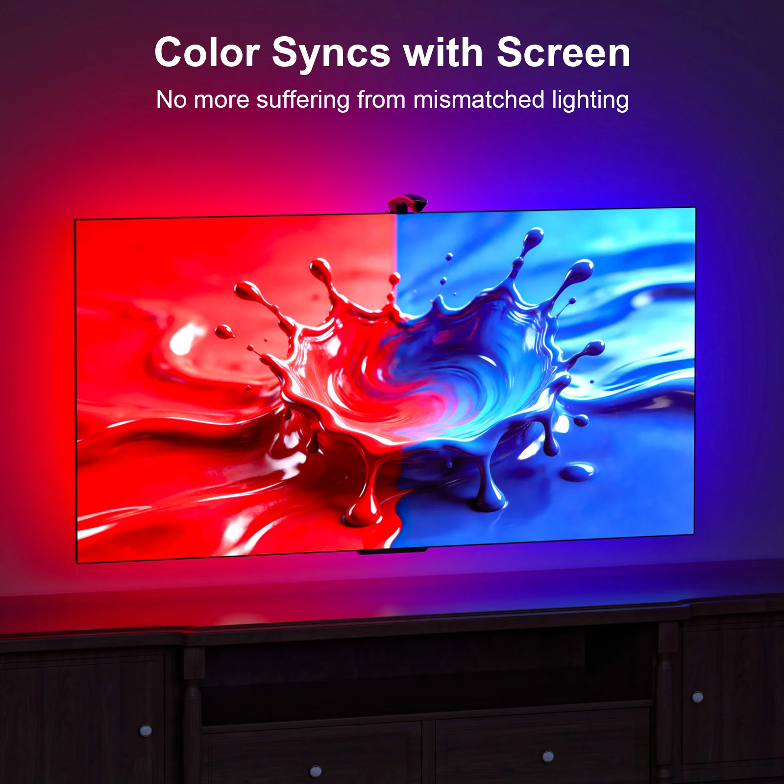 RGBIC TV Backlight Strip with Zero-Latency Screen Sync, Music Sync, High-Density LEDs, Smart App & Remote Control, Auto On/Off Ambient Lighting for Home Theater/Gaming thumbnail 2