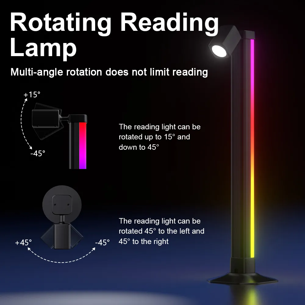 Smart LED Desk Reading Light, RGB Color Changing Gaming Lamp, App Control, Music Sync, Mood Lighting for Bedroom, Setup Gaming, Office thumbnail 4
