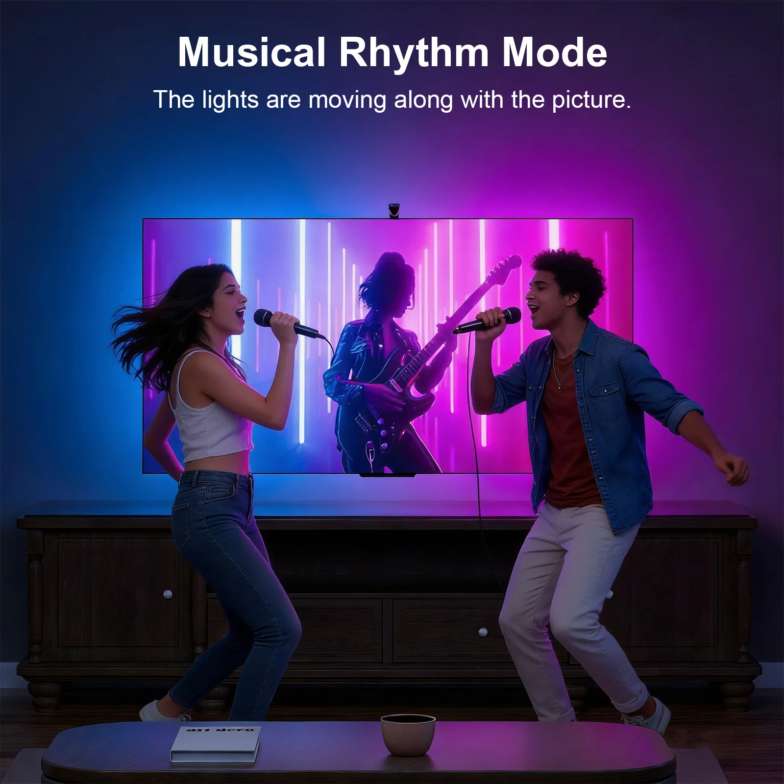 RGBIC TV Backlight Strip with Zero-Latency Screen Sync, Music Sync, High-Density LEDs, Smart App & Remote Control, Auto On/Off Ambient Lighting for Home Theater/Gaming thumbnail 3