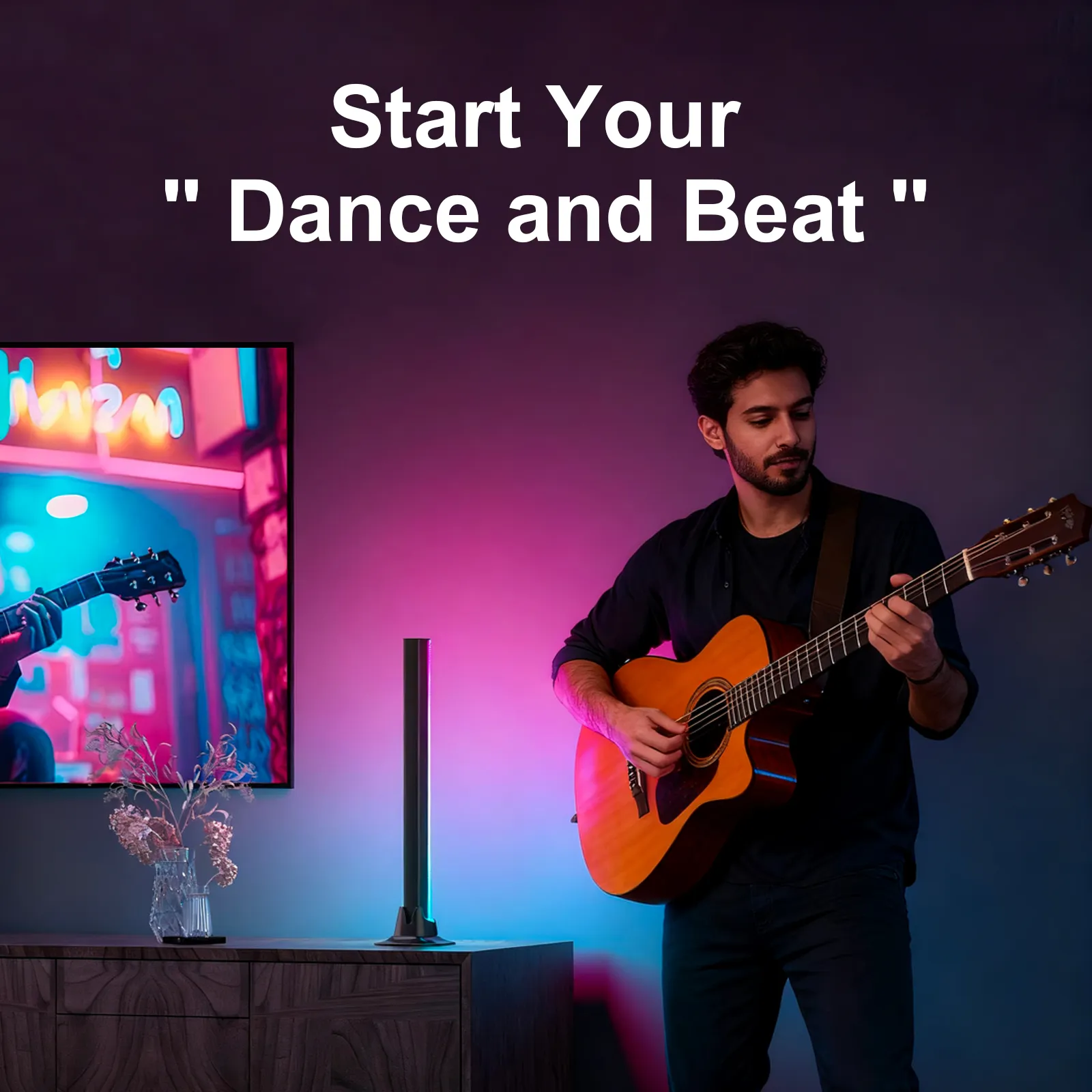 32CM Smart Light Bars, RGBIC Gaming Lights with Music Sync, Versatile Ambient Lighting for Desk & TV, Bluetooth App & Remote Control thumbnail 5