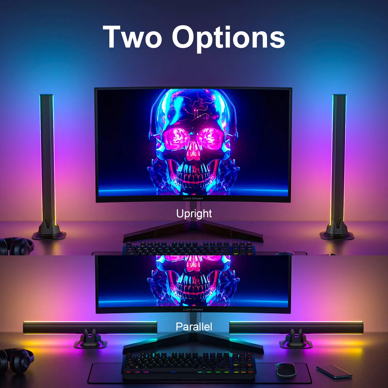 32CM Smart Light Bars, RGBIC Gaming Lights with Music Sync, Versatile Ambient Lighting for Desk & TV, Bluetooth App & Remote Control thumbnail 6