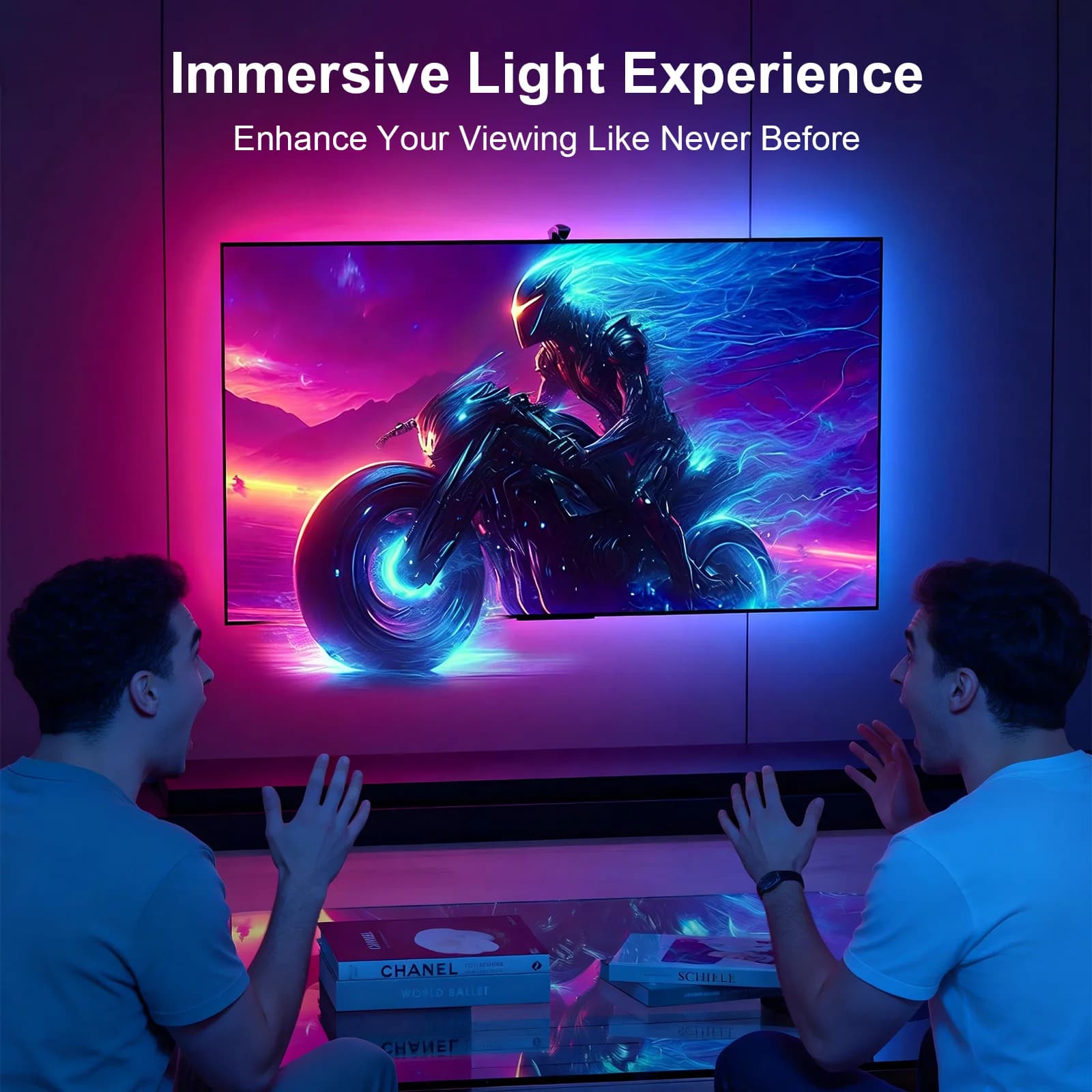 RGBIC TV Backlight Strip with Zero-Latency Screen Sync, Music Sync, High-Density LEDs, Smart App & Remote Control, Auto On/Off Ambient Lighting for Home Theater/Gaming thumbnail 6