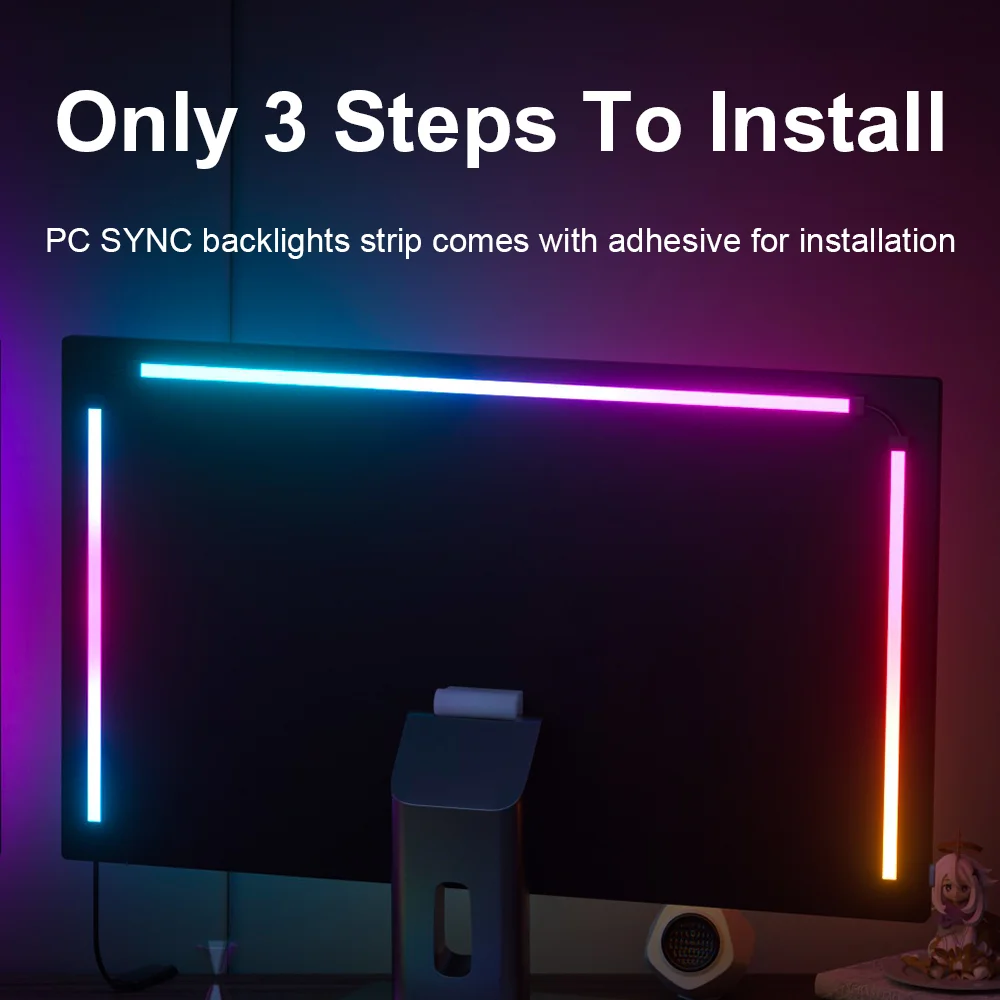 Immersive PC Monitor Sync Backlight, RGBIC Screen Sync LED Strip for Gaming, Movies, and Music, Software Controlled and Compatible with Windows & Mac OS thumbnail 14
